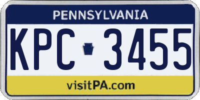 PA license plate KPC3455