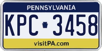 PA license plate KPC3458