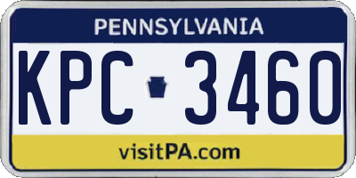PA license plate KPC3460