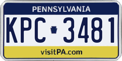PA license plate KPC3481