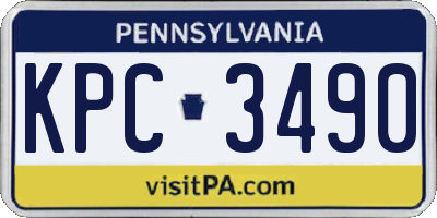 PA license plate KPC3490