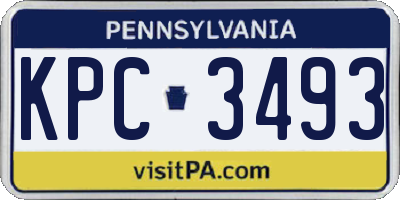 PA license plate KPC3493