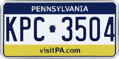 PA license plate KPC3504