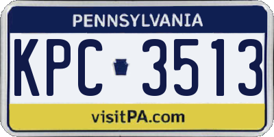 PA license plate KPC3513