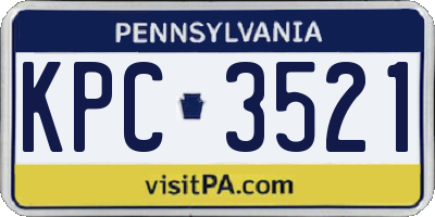 PA license plate KPC3521