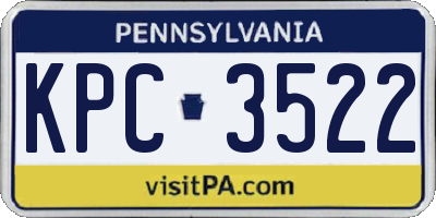 PA license plate KPC3522