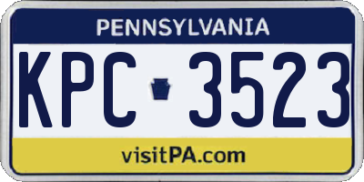 PA license plate KPC3523