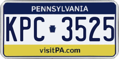 PA license plate KPC3525