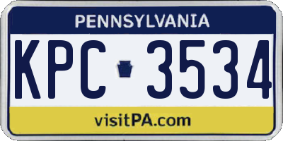 PA license plate KPC3534