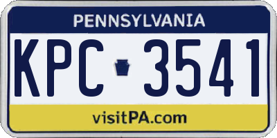 PA license plate KPC3541