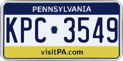 PA license plate KPC3549