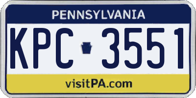 PA license plate KPC3551