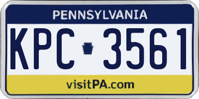 PA license plate KPC3561