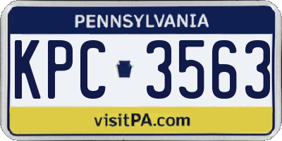 PA license plate KPC3563