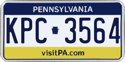 PA license plate KPC3564