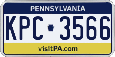 PA license plate KPC3566