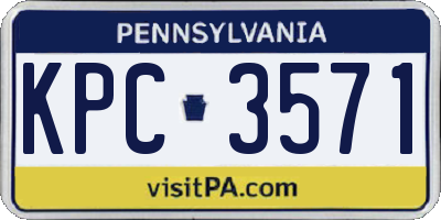 PA license plate KPC3571