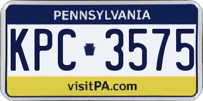 PA license plate KPC3575