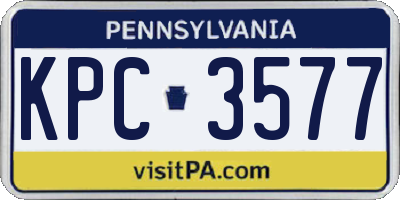 PA license plate KPC3577