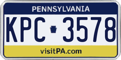 PA license plate KPC3578