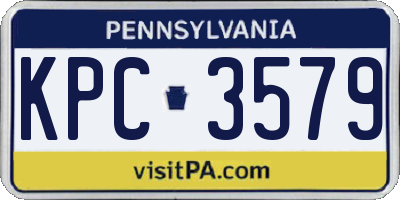 PA license plate KPC3579