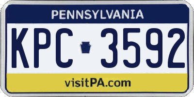 PA license plate KPC3592