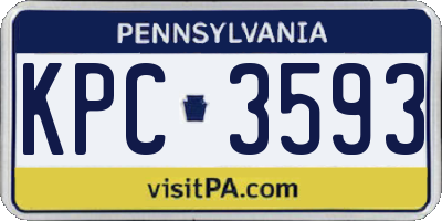 PA license plate KPC3593