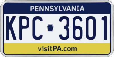 PA license plate KPC3601
