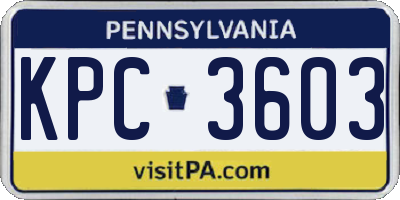 PA license plate KPC3603