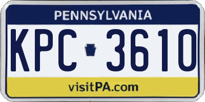 PA license plate KPC3610