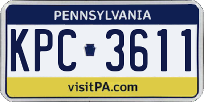 PA license plate KPC3611
