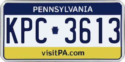 PA license plate KPC3613