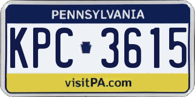 PA license plate KPC3615