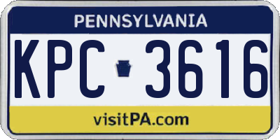 PA license plate KPC3616