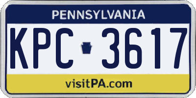 PA license plate KPC3617
