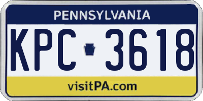PA license plate KPC3618
