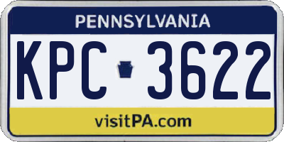 PA license plate KPC3622