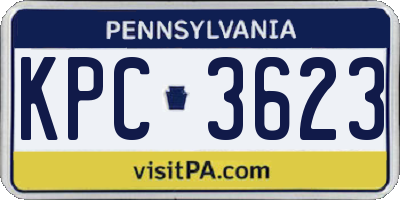 PA license plate KPC3623
