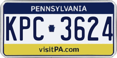 PA license plate KPC3624