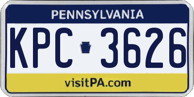 PA license plate KPC3626