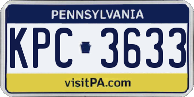 PA license plate KPC3633