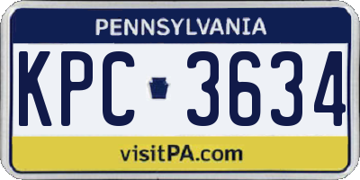 PA license plate KPC3634