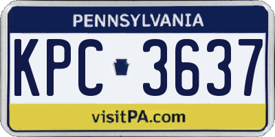 PA license plate KPC3637
