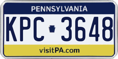 PA license plate KPC3648