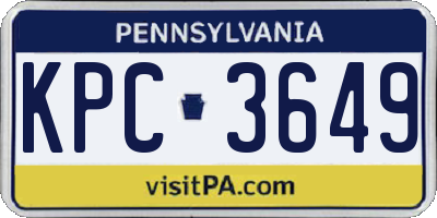 PA license plate KPC3649