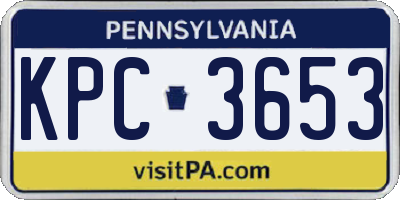 PA license plate KPC3653