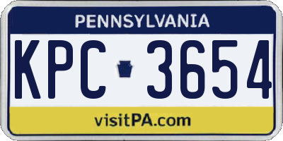 PA license plate KPC3654