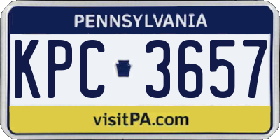 PA license plate KPC3657