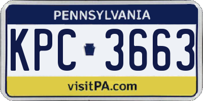 PA license plate KPC3663