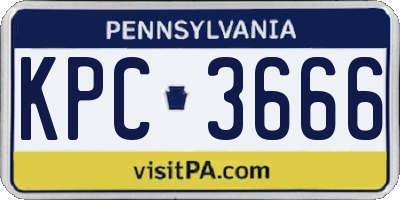 PA license plate KPC3666